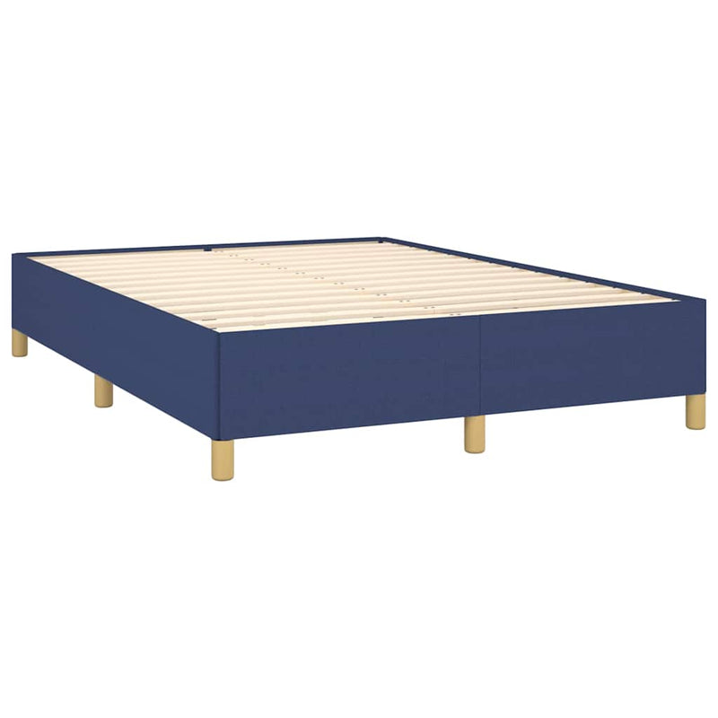 Pat continental cu saltea, albastru, 140x200cm, material textil
