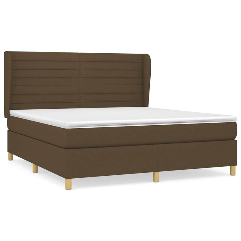 Pat box spring cu saltea, maro închis, 160x200 cm, textil
