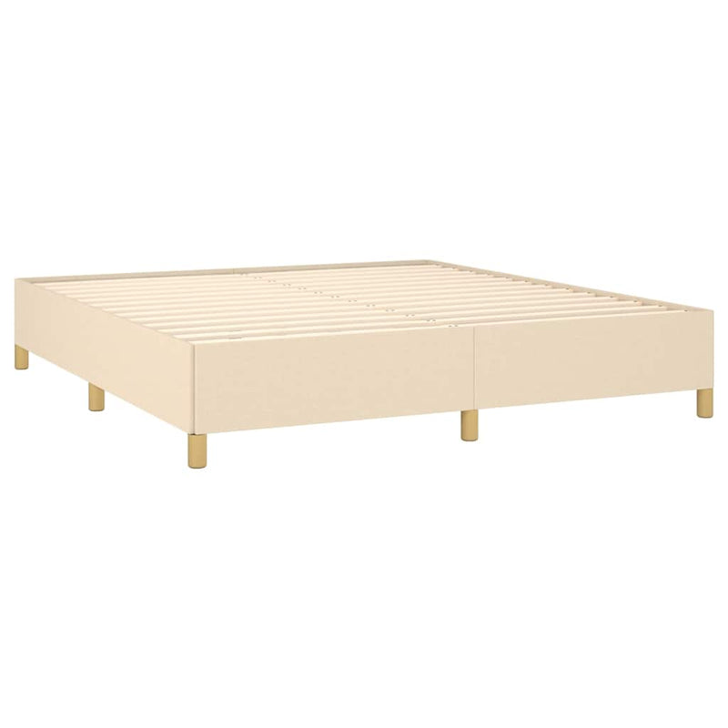 Pat box spring cu saltea, crem, 160x200 cm, material textil
