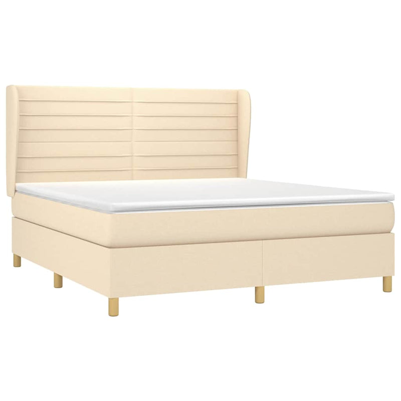 Pat continental cu saltea, crem, 180x200 cm, textil