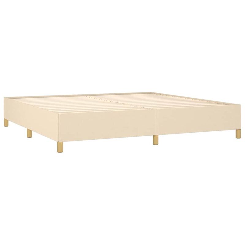 Pat box spring cu saltea, crem, 200x200 cm, textil