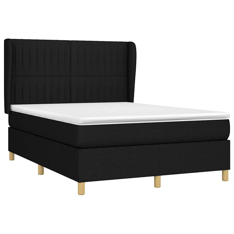 Pat box spring cu saltea, negru, 140x200 cm, textil