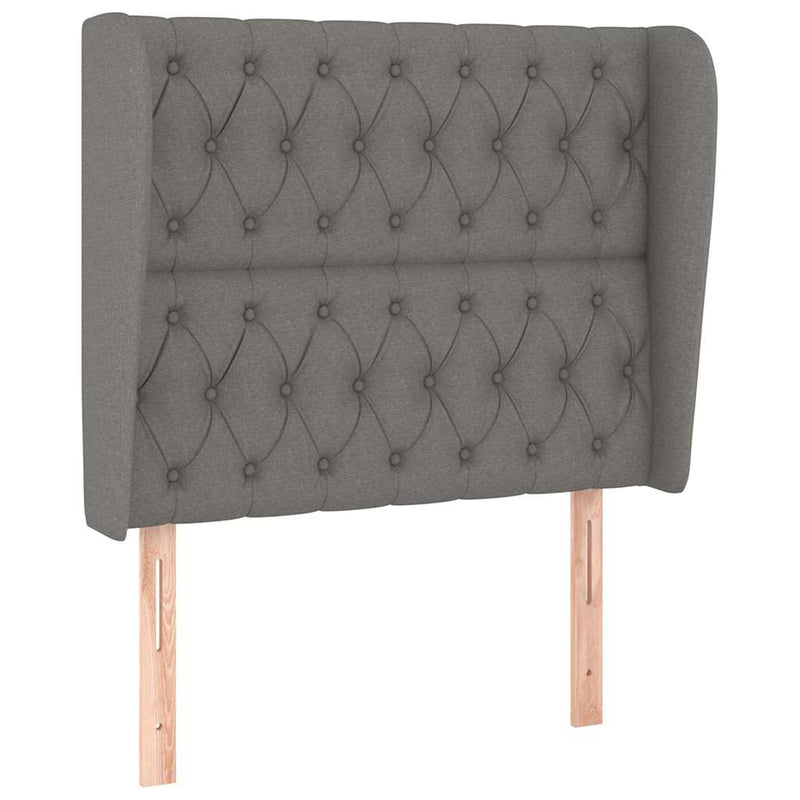 Pat box spring cu saltea, gri închis, 90x200 cm, textil