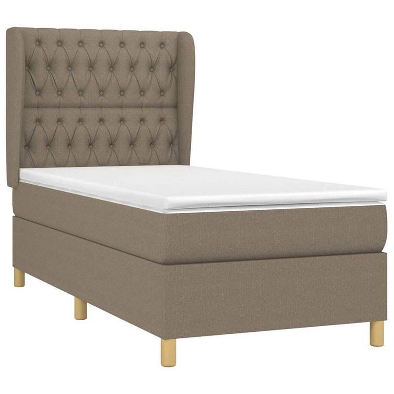 Pat box spring cu saltea, gri taupe, 100x200 cm, textil