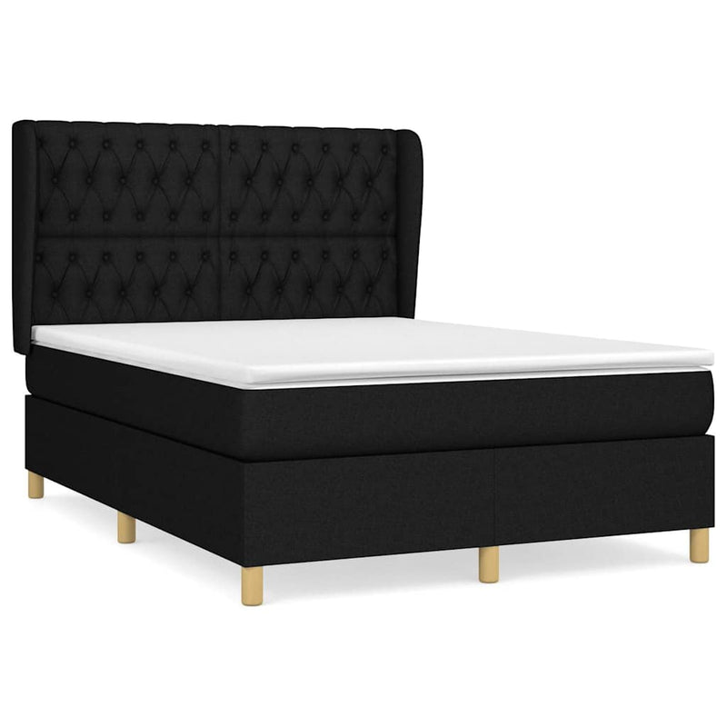 Pat box spring cu saltea, negru, 140x190 cm, textil