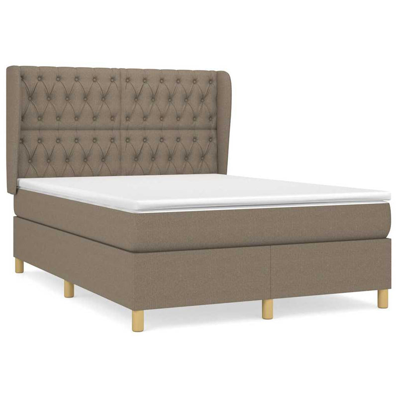 Pat box spring cu saltea, gri taupe, 140x200 cm, textil