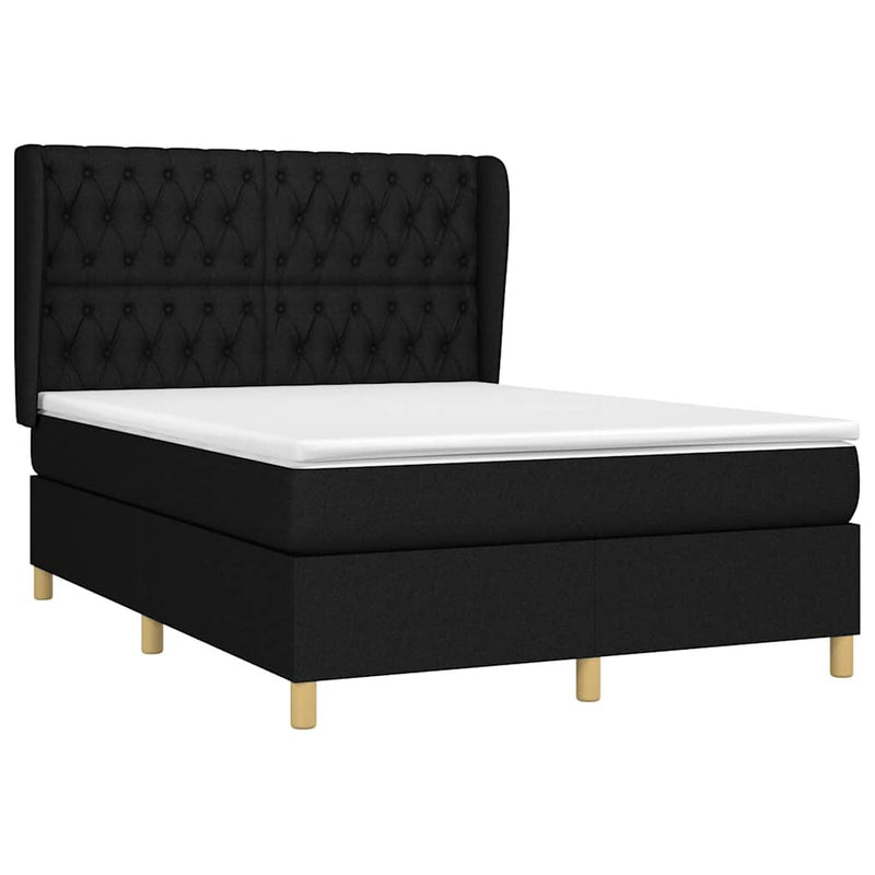 Pat box spring cu saltea, negru, 140x200 cm, textil
