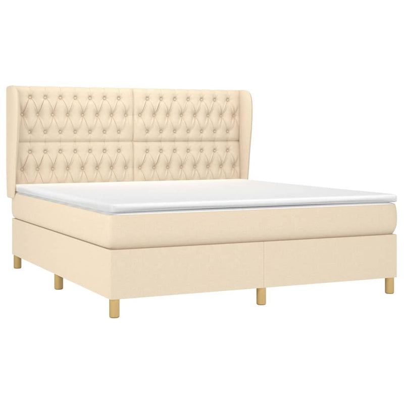 Pat continental cu saltea, crem, 180x200 cm, textil