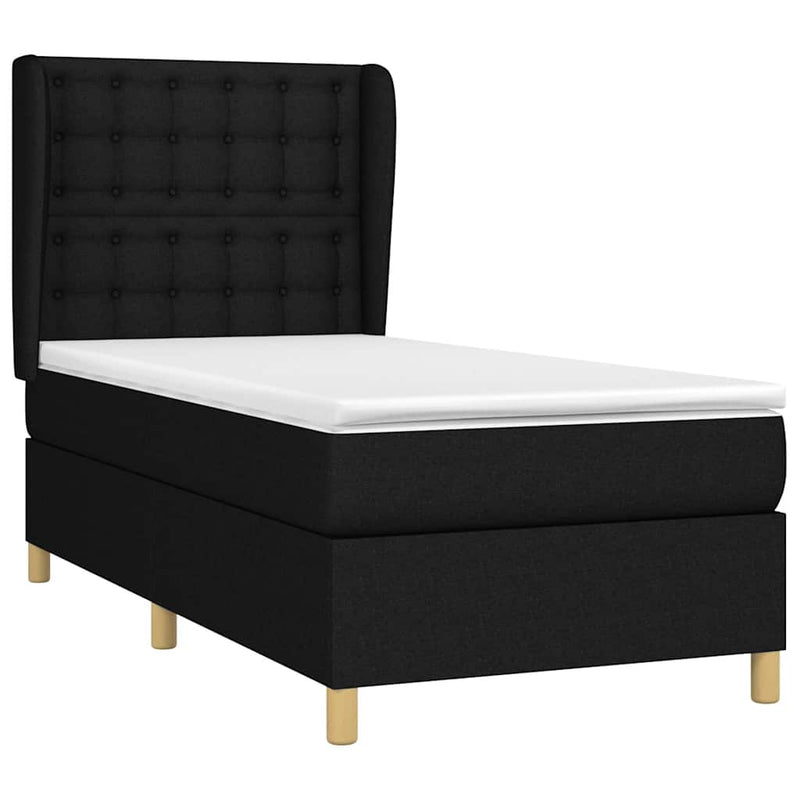 Pat box spring cu saltea, negru, 80x200 cm, textil