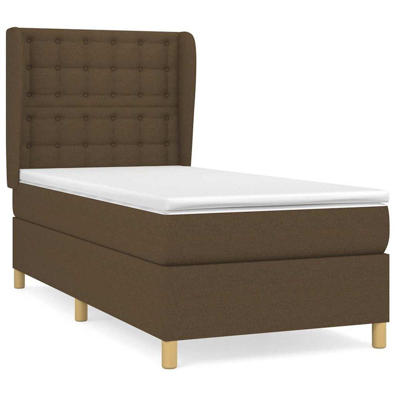 Pat box spring cu saltea, maro închis, 80x200 cm, textil