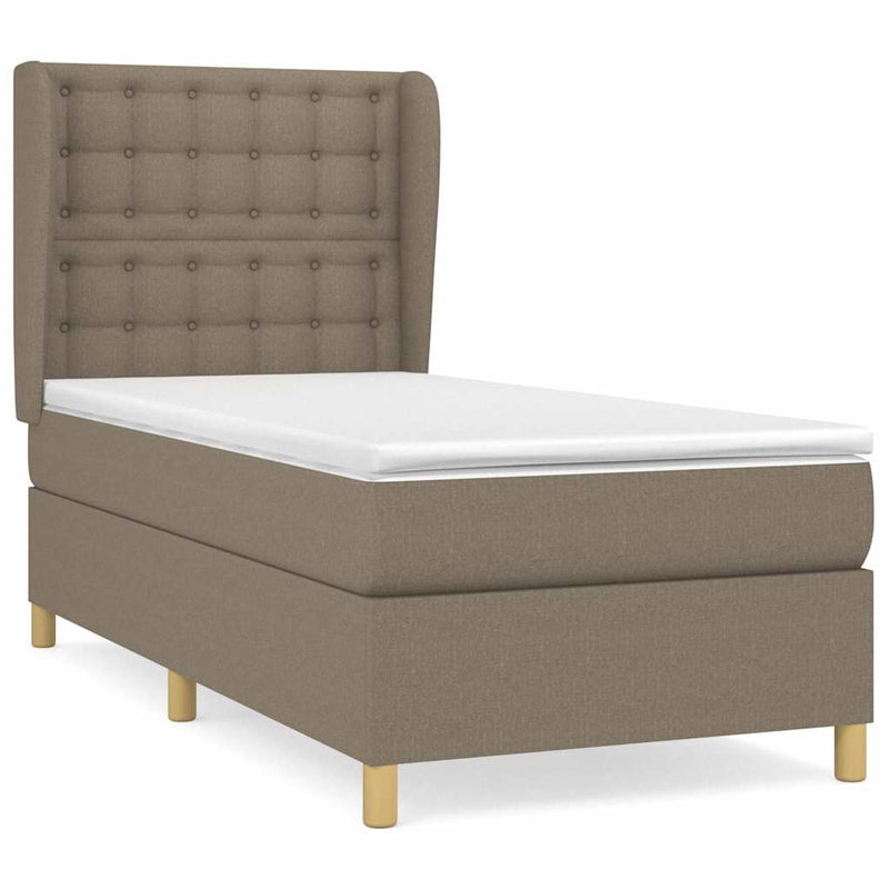 Pat box spring cu saltea, gri taupe, 80x200 cm, textil