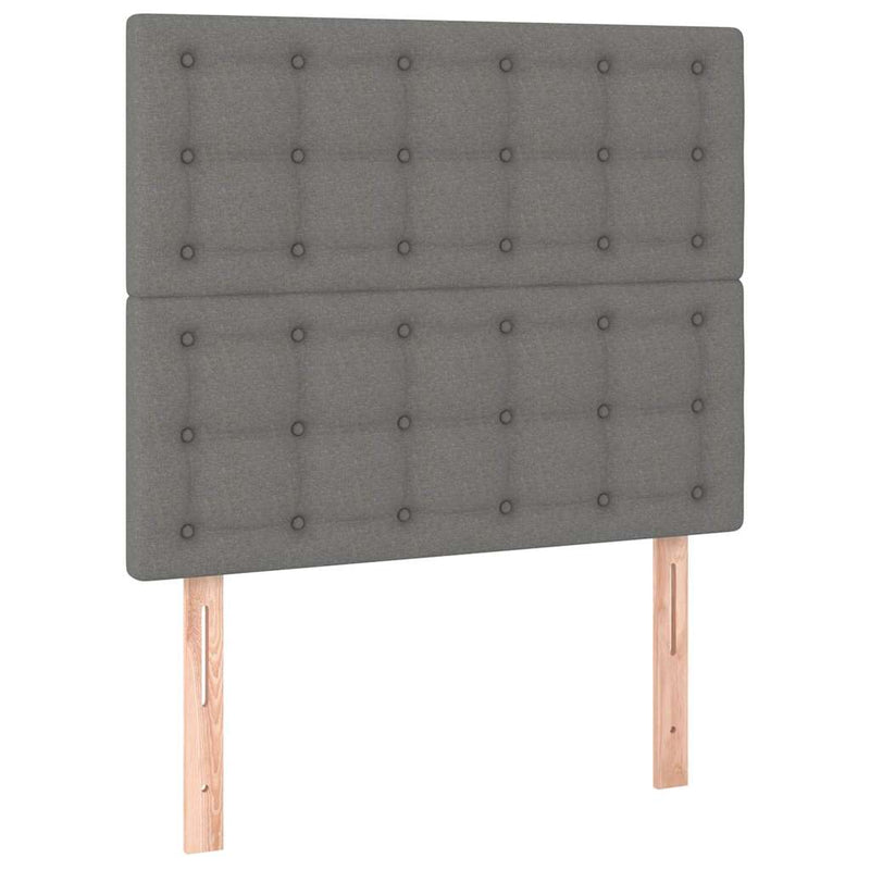 Pat box spring cu saltea, gri închis, 90x190 cm, textil