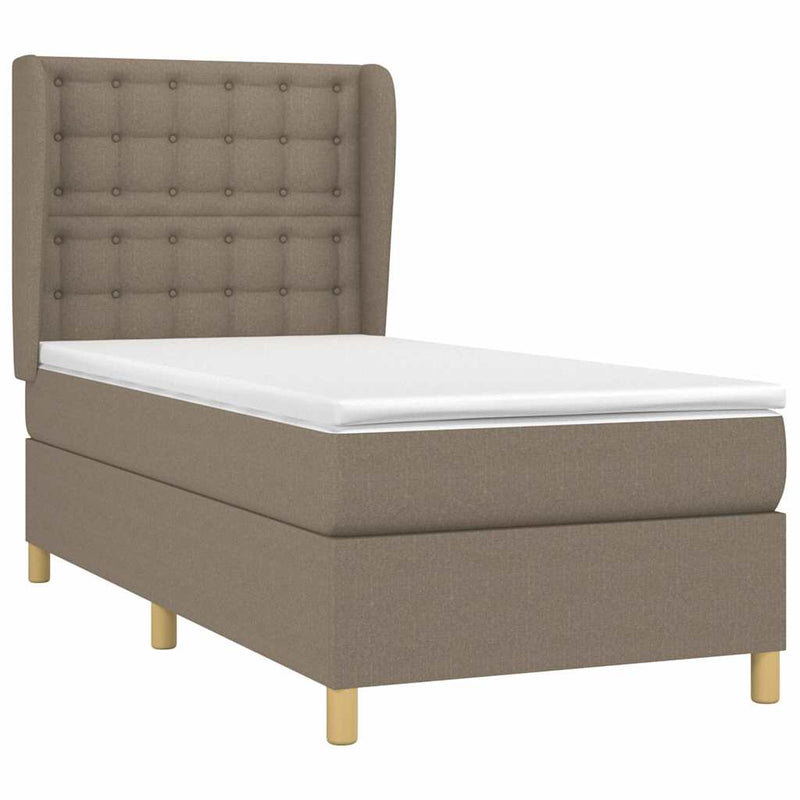 Pat box spring cu saltea, gri taupe, 100x200 cm, textil