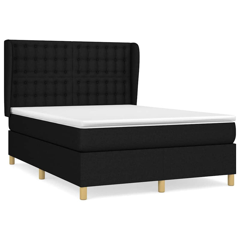 Pat box spring cu saltea, negru, 140x190 cm, textil