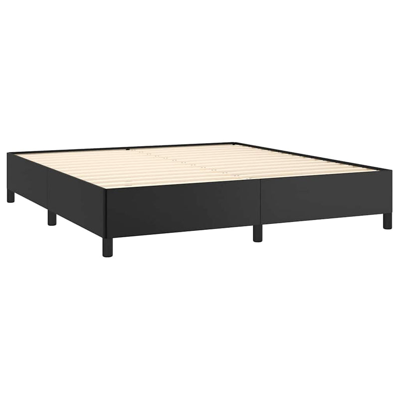 Pat box spring cu saltea, negru, 180x200 cm, piele ecologică