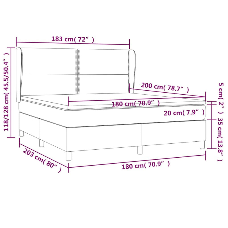 Pat box spring cu saltea, negru, 180x200 cm, piele ecologică