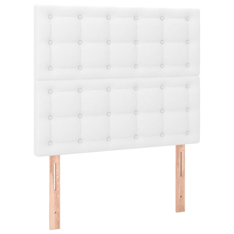 Pat box spring cu saltea, alb, 90x200 cm, piele ecologică