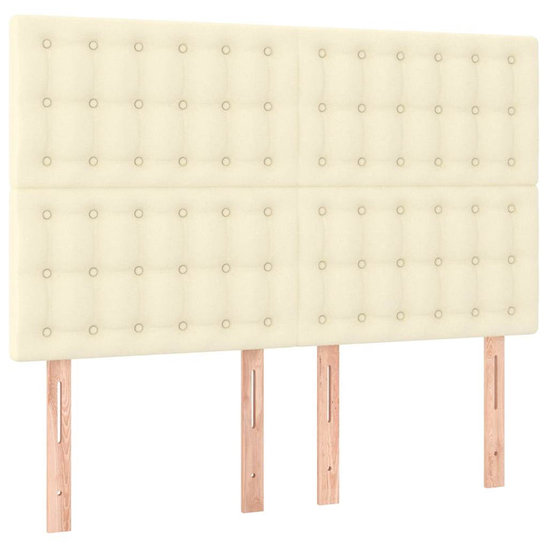 Pat box spring cu saltea, crem, 140x190 cm, piele ecologică