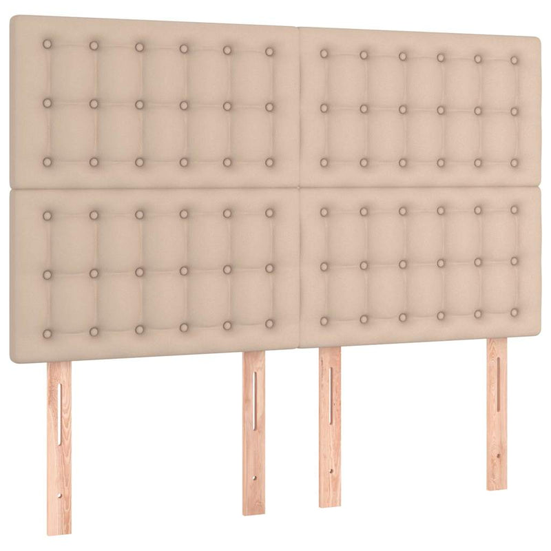 Pat box spring cu saltea, cappuccino, 140x200cm piele ecologică