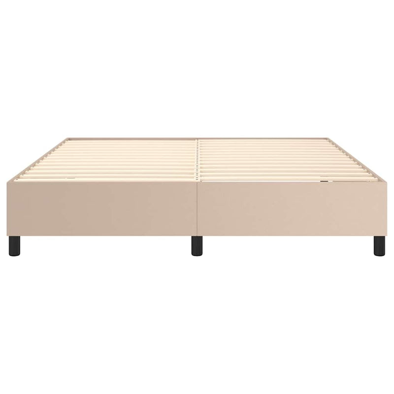 Pat box spring cu saltea, cappuccino, 180x200cm piele ecologică