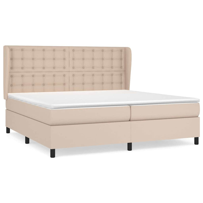 Pat continental cu saltea, cappuccino, 200x200 cm, piele eco