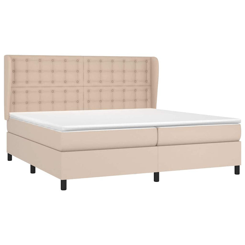 Pat continental cu saltea, cappuccino, 200x200 cm, piele eco