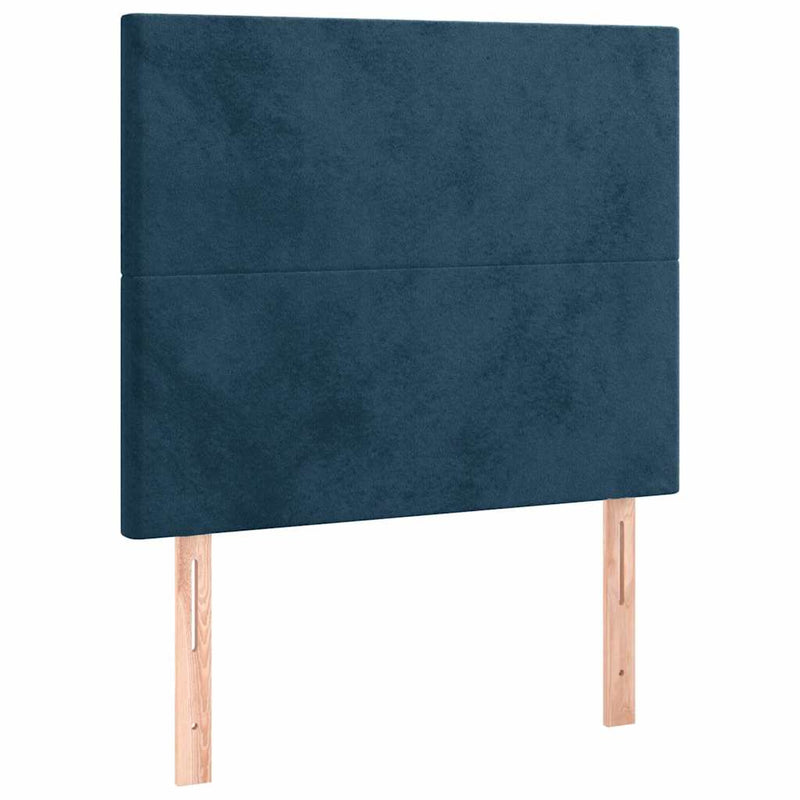 Pat box spring cu saltea, albastru închis, 80x200 cm, catifea
