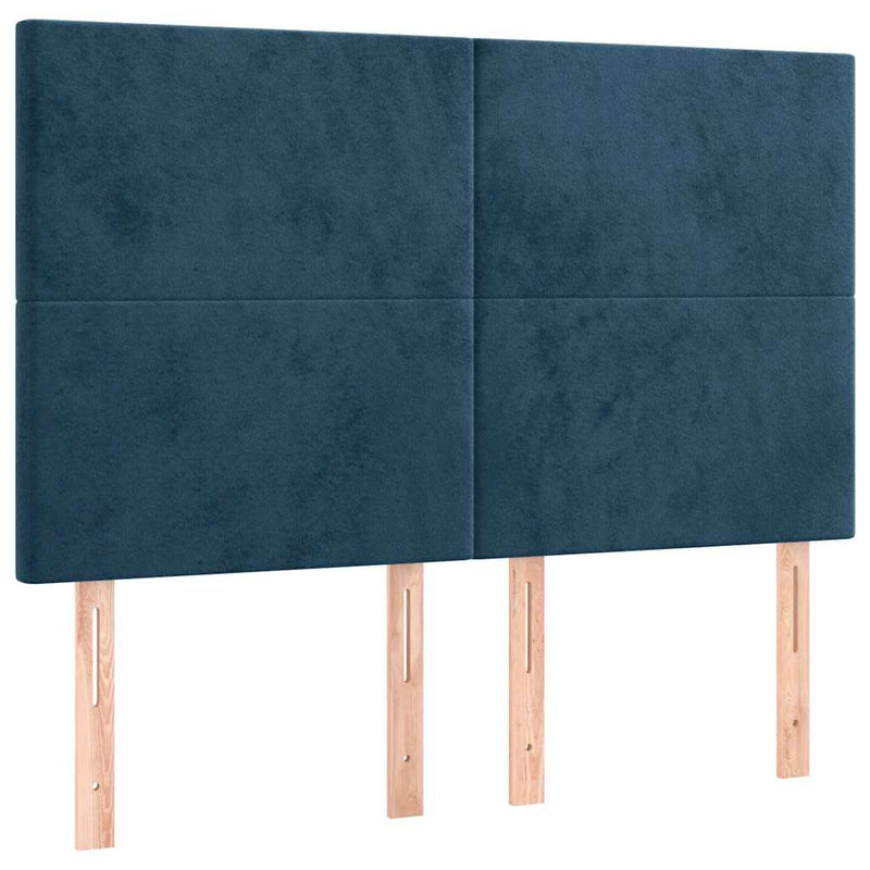 Pat box spring cu saltea, albastru închis, 140x190 cm, catifea