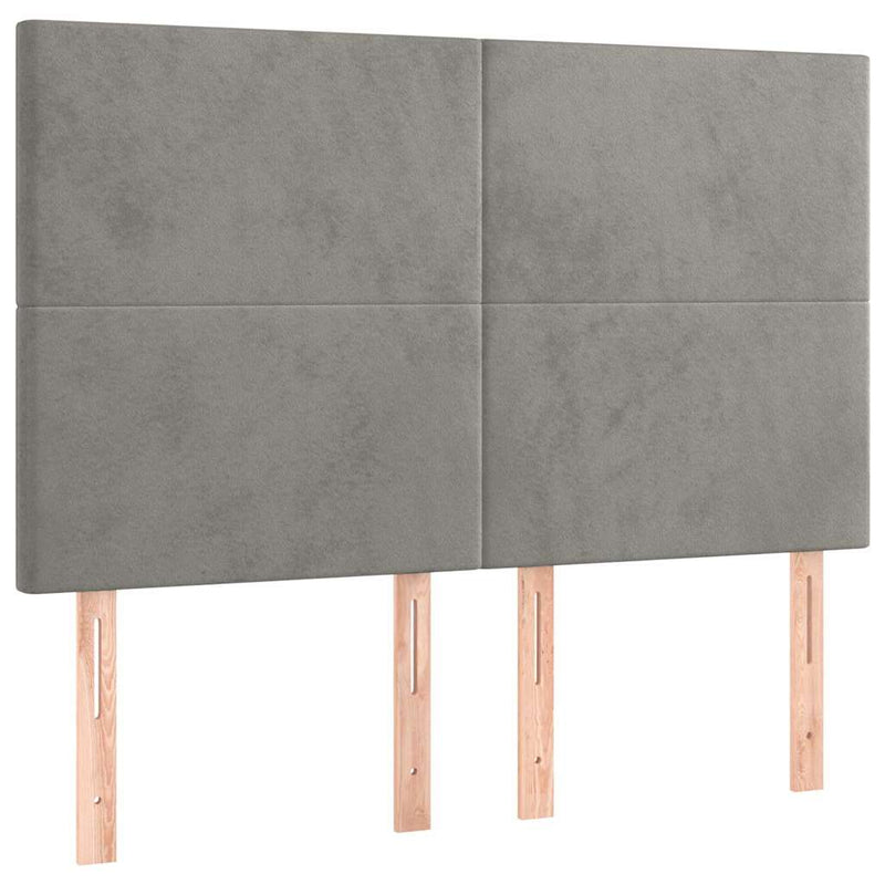 Pat box spring cu saltea, gri deschis, 140x200 cm, catifea