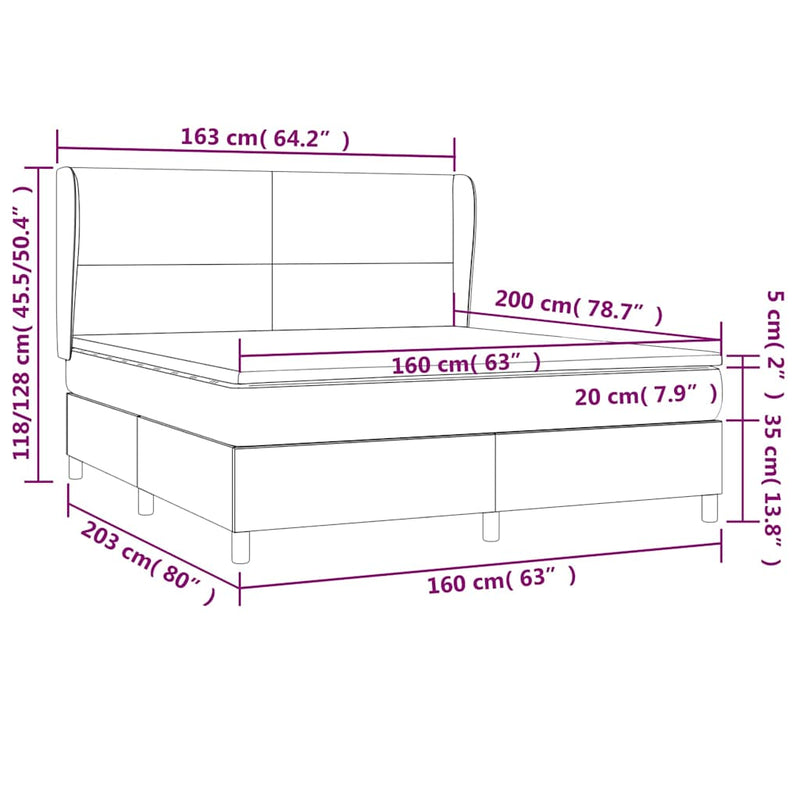 Pat box spring cu saltea, roz, 160x200 cm, catifea