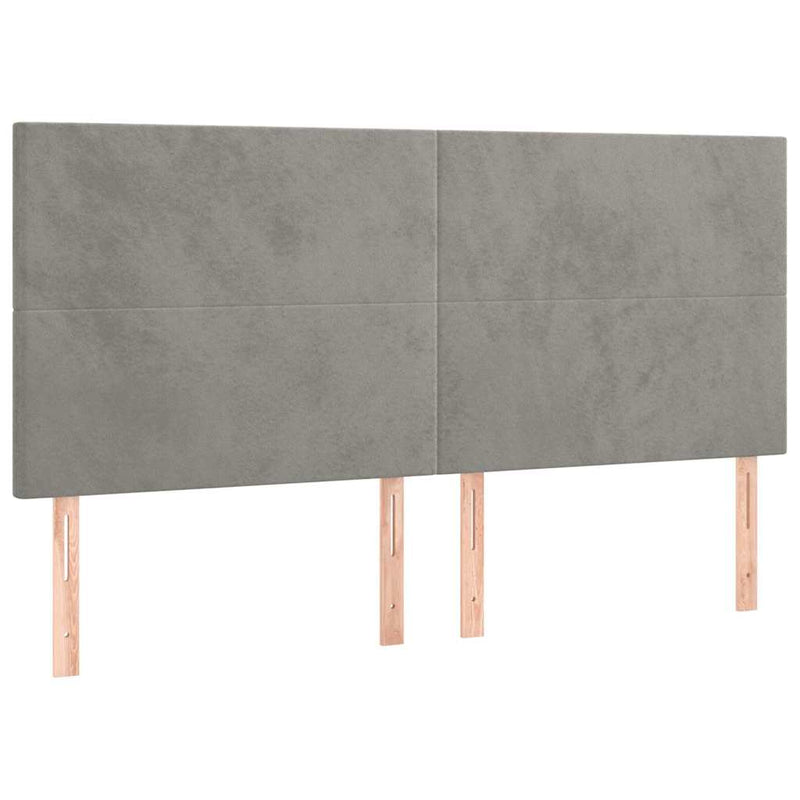 Pat box spring cu saltea, gri deschis, 180x200 cm, catifea