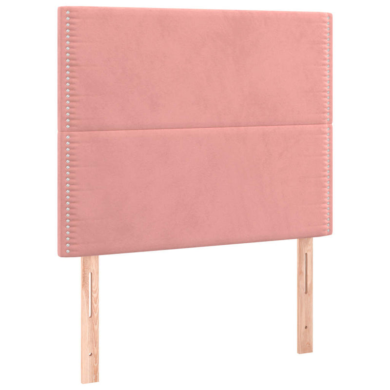 Pat box spring cu saltea, roz, 90x200 cm, catifea