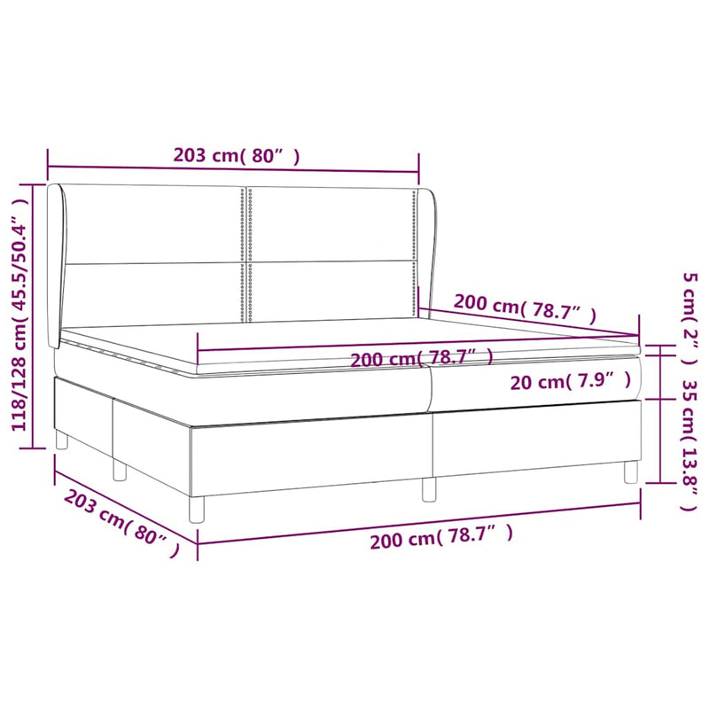 Pat box spring cu saltea, negru, 200x200 cm, catifea