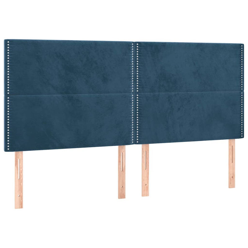Pat box spring cu saltea, albastru închis, 200x200 cm, catifea