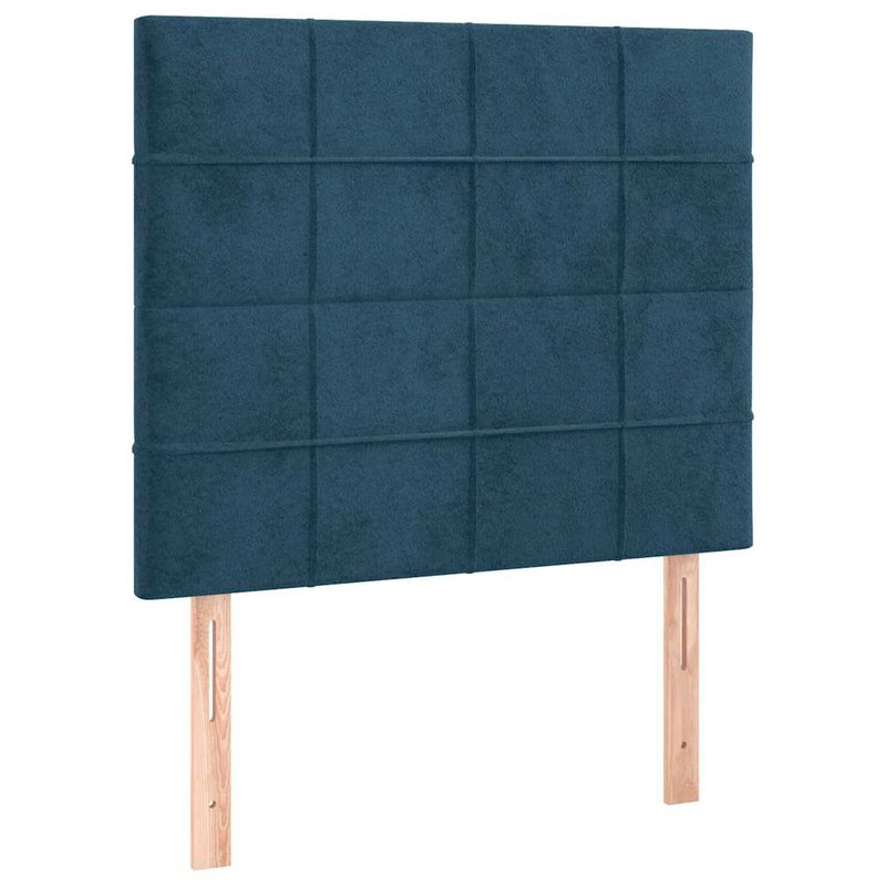 Pat box spring cu saltea, albastru închis, 90x200 cm, catifea