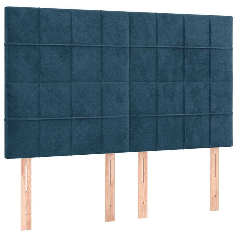 Pat box spring cu saltea, albastru închis, 140x200 cm, catifea