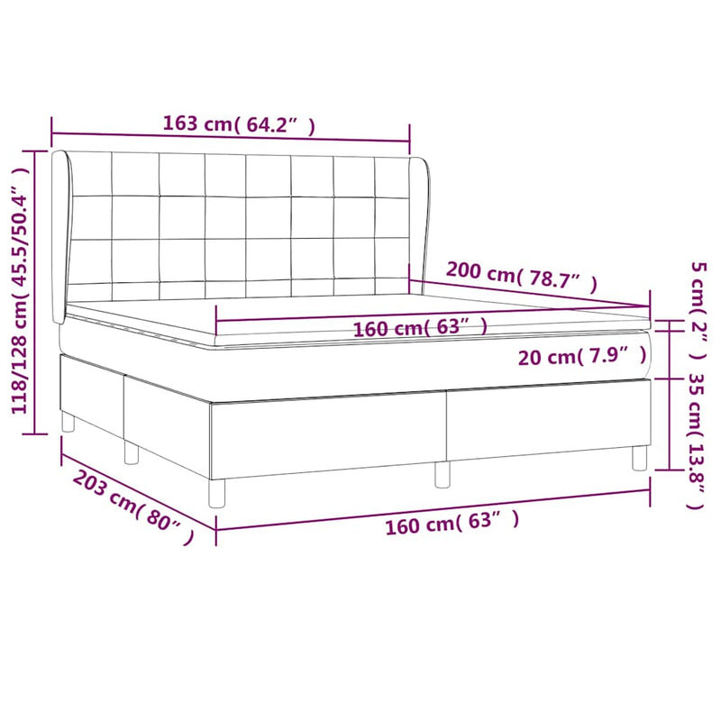 Pat box spring cu saltea, roz, 160x200 cm, catifea