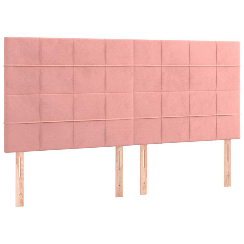 Pat box spring cu saltea, roz, 200x200 cm, catifea