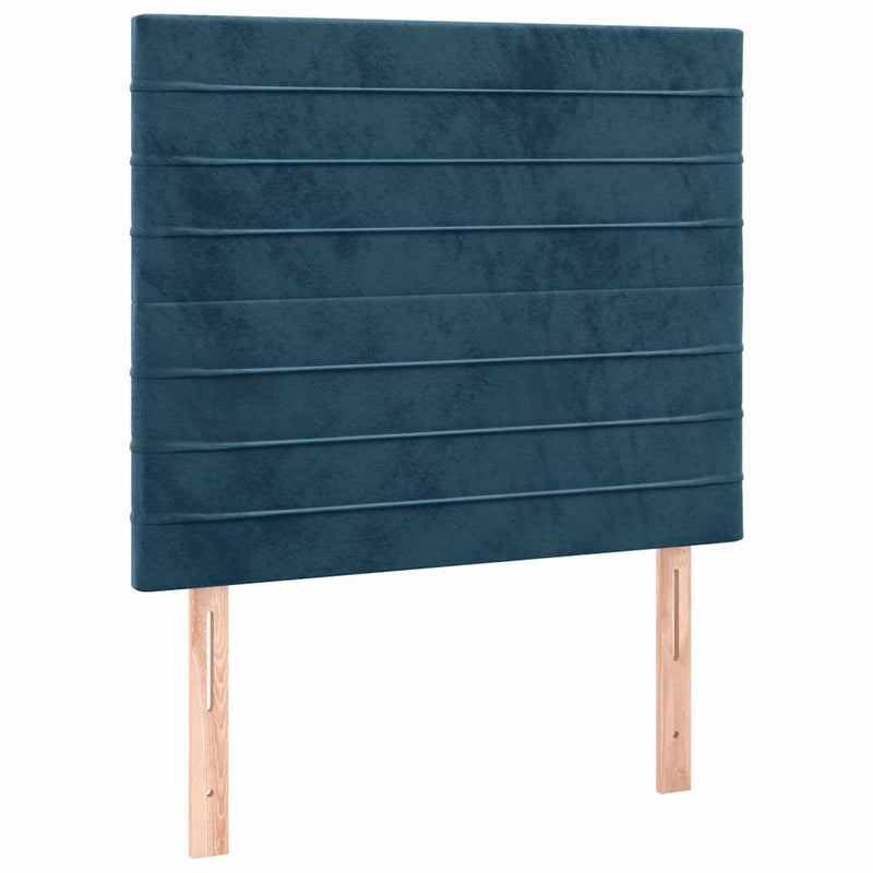 Pat box spring cu saltea, albastru închis, 90x190 cm, catifea