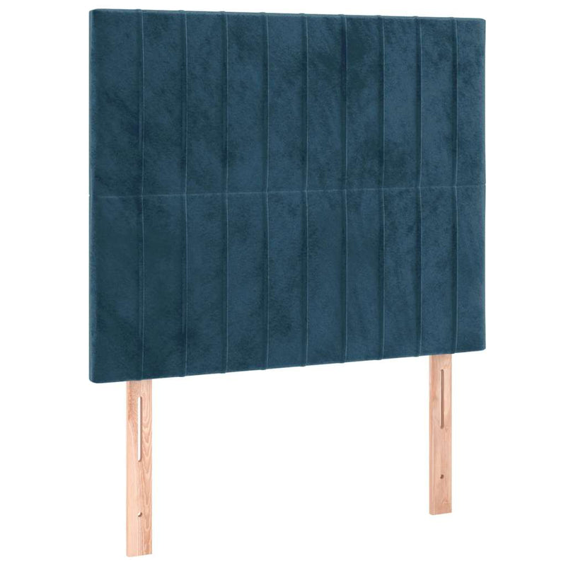 Pat box spring cu saltea, albastru închis, 90x190 cm, catifea