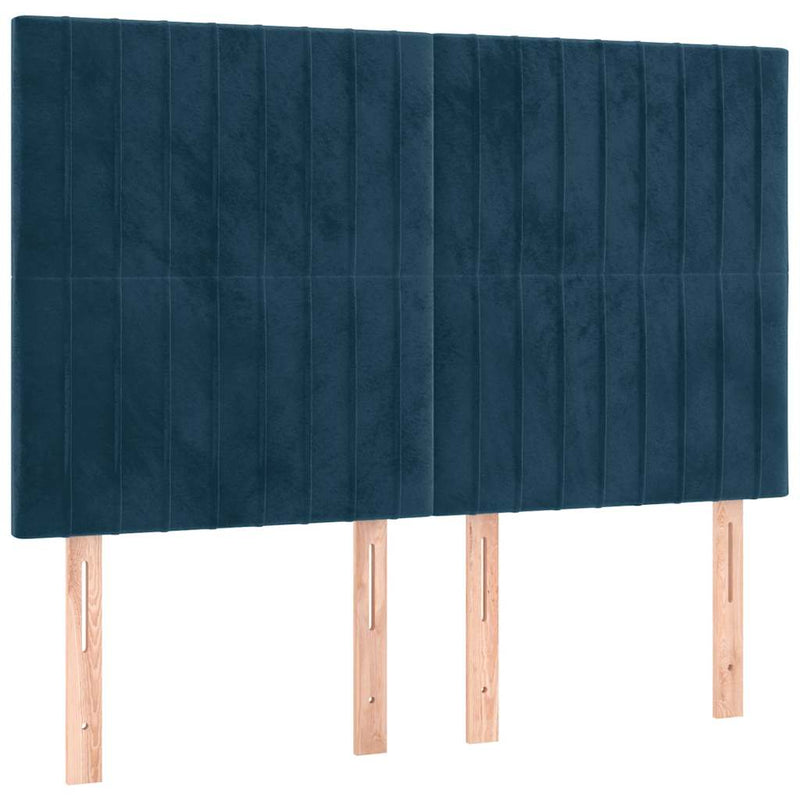 Pat box spring cu saltea, albastru închis, 140x200 cm, catifea