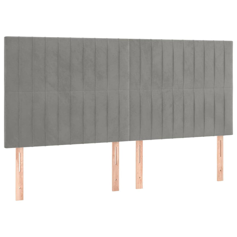 Pat box spring cu saltea, gri deschis, 180x200 cm, catifea