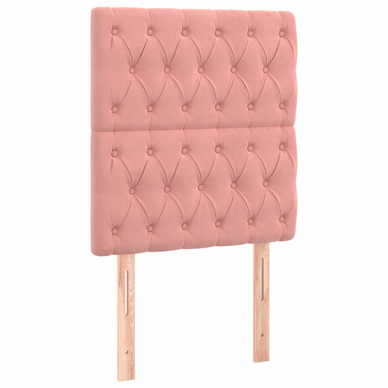 Pat box spring cu saltea, roz, 80x200 cm, catifea