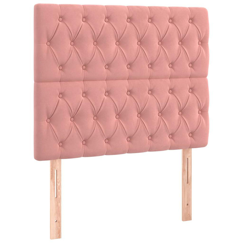 Pat box spring cu saltea, roz, 90x200 cm, catifea