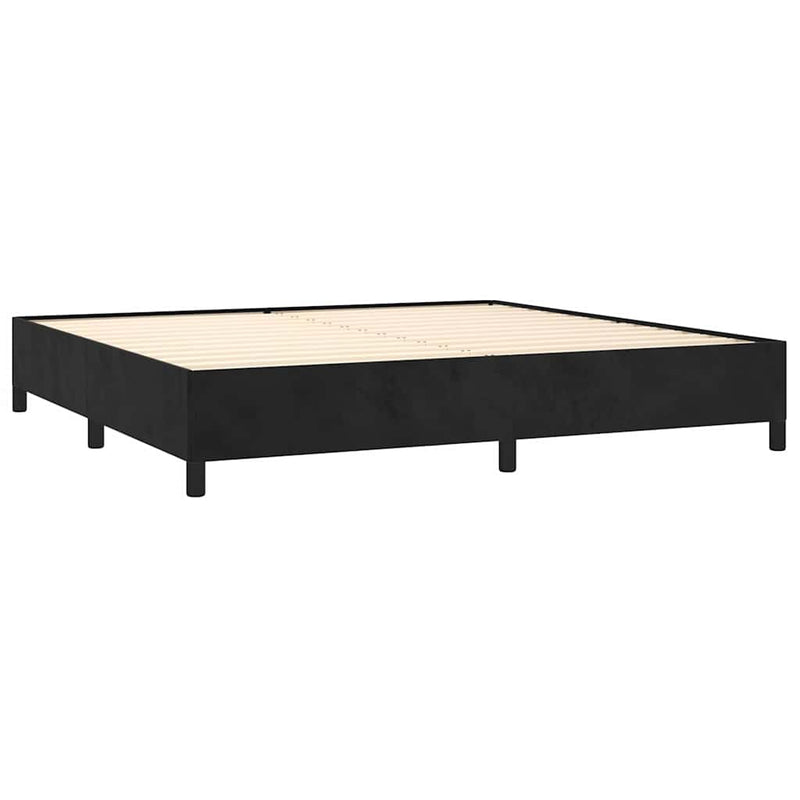 Pat box spring cu saltea, negru, 200x200 cm, catifea