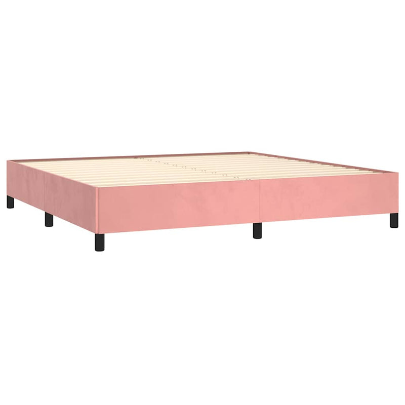 Pat box spring cu saltea, roz, 200x200 cm, catifea