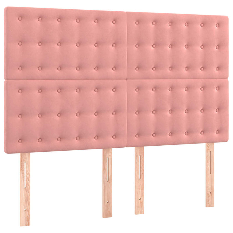 Pat box spring cu saltea, roz, 140x190 cm, catifea