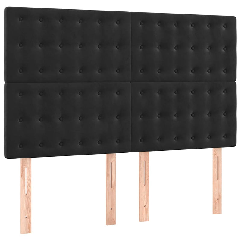 Pat box spring cu saltea, negru, 140x200 cm, catifea