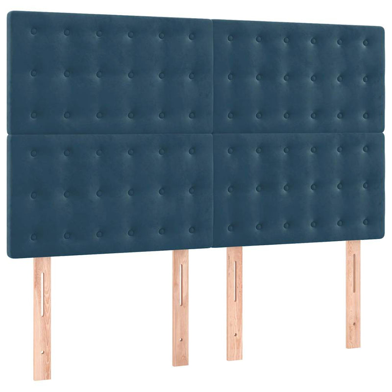 Pat box spring cu saltea, albastru închis, 140x200 cm, catifea