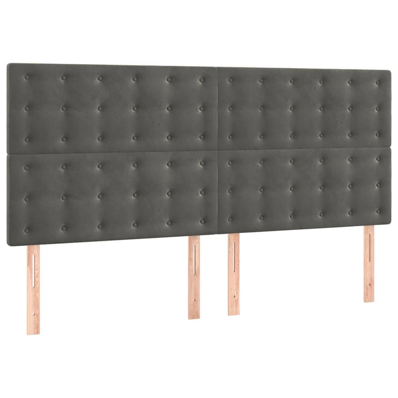 Pat box spring cu saltea, gri închis, 180x200 cm, catifea